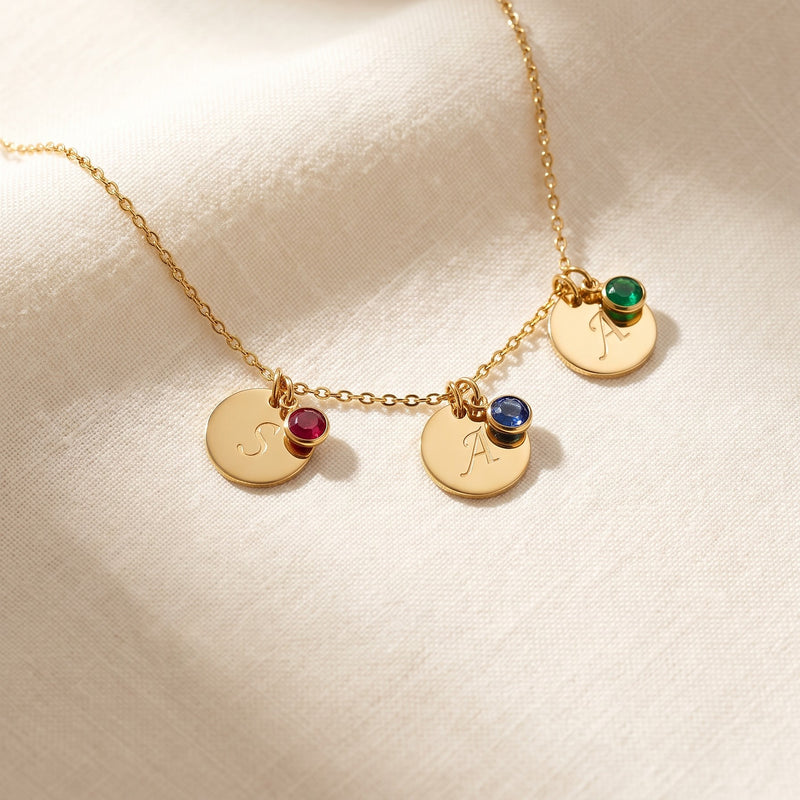 The Family Necklace, Initials and Birthstones photo 1