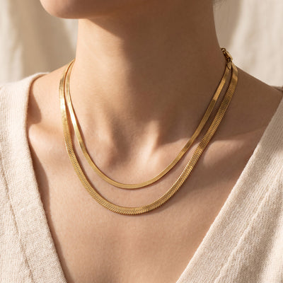 The Flat Chain: Herringbone Necklace, 3 mm and 5 mm photo 4